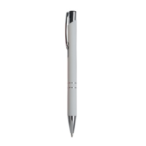 ON™ Aluminium snap pen with rubberised grip with 2 chrome trim rings