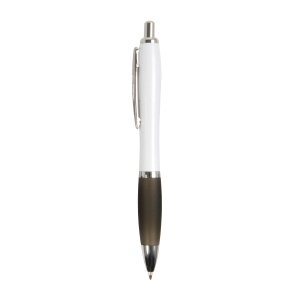 ON™ ABS plastic snap pen with white barrel, Italian flag-coloured grip and metal clip