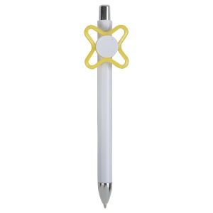 ON™ White plastic snap pen with coloured spinner. Centre of the spinner to be customised