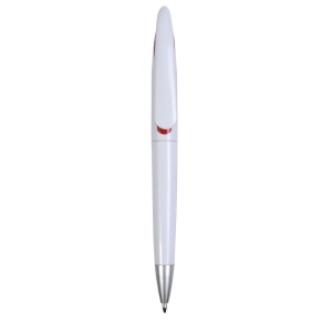 ON™ Plastic snap pen with white barrel and curved clip with coloured inside, jumbo refill
