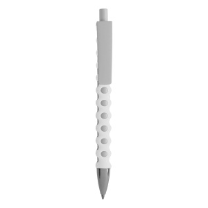 ON™ Plastic snap pen with white barrel, clip and button