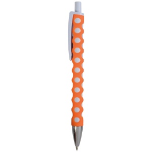 ON™ Plastic snap pen with white barrel, clip and button