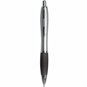 ON™ Plastic snap pen with silver barrel, rubberised coloured grip and metal clip, jumbo refill