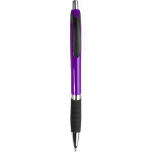 ON™ Plastic snap pen with coloured barrel, rubberised grip and chromed details