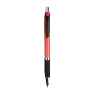 ON™ Plastic snap pen with coloured barrel, rubberised grip and chromed details