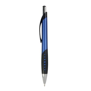 ON™ Plastic snap pen with metallic barrel and rubberised black grip to match the clip