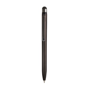 ON™ Plastic twist pen with metallic coloured barrel and touchscreen rubber tip