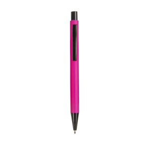 ON™ Plastic push botton pen with rubber and metal clip