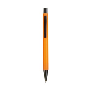 ON™ Plastic push botton pen with rubber and metal clip