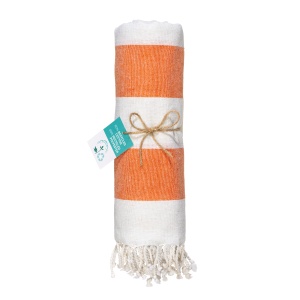 ON™ Recycled cotton fringed beach towel, size 90x170 cm