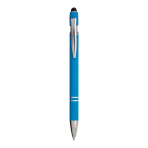ON™ Rubberized aluminium snap pen with touch screen eraser and metal clip