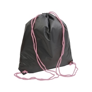 ON™ Black 210T polyester backpack with drawstring closure, reinforced black corners
