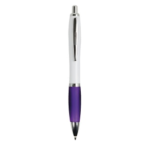 ON ABS plastic snap pen with white barrel, Italian flag-coloured grip and metal clip - Img 3