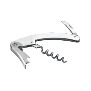 ON Corkscrew/bottle-opener/penknife and cut-capsule with satin-finished metal handle