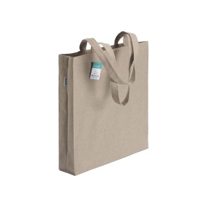 ON Geantă de cumpărături din bumbac reciclat de 190 g/m2, cu mânere lungi și clin