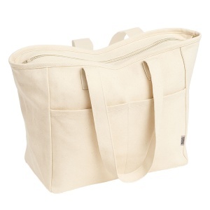 ON Geantă din bumbac reciclat 450 g/m2 cu mânere lungi și buzunar frONtal dublu