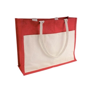 ON Geantă din iută cu interior din PVC, clin, mânere lungi și buzunar exterior - Img 1
