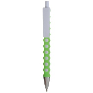 ON Plastic snap pen with white barrel, clip and button