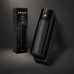 Ordan - Umbrella Pongee 190T. Fibreglass Ribs 21". Automatic Opening and Closing. Windproof. Pongee Pouch