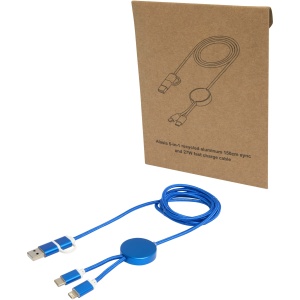 PF™ Alasia 5-in-1 recycled aluminium and plastic 150 cm data sync and 27W fast charge cable