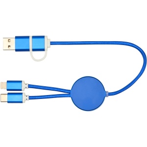 PF™ Alasia 5-in-1 recycled aluminium and plastic 30 cm data sync and 27W fast charge cable
