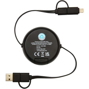 PF™ Chechia 5-in-1 recycled plastic 100 cm retractable data sync and 45W fast charge cable