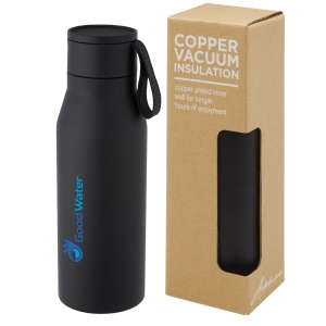 PF™ Ljungan 500 ml copper vacuum insulated stainless steel bottle with PU leather strap and lid - Img 9