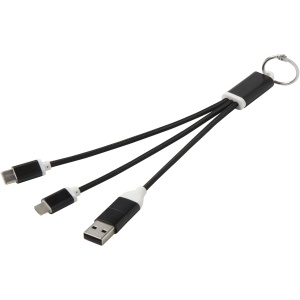 PF™ Metal 4-in-1 recycled aluminium charging cable with keychain