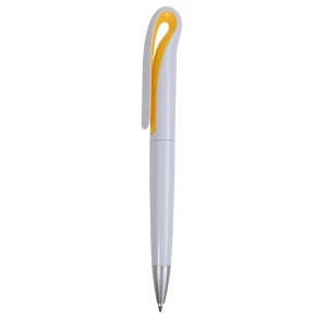 Plastic snap pen with white barrel and curved clip with coloured inside, jumbo refill - Img 7