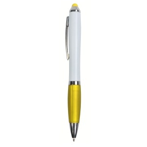 Plastic twist pen with white barrel, rubberised coloured grip - Img 6