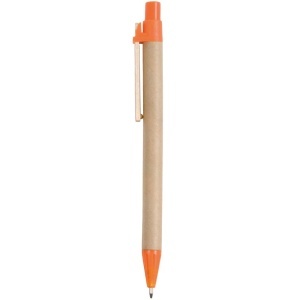Recycled paper snap pen, coloured PP and wheat straw details, wooden clip - Img 3