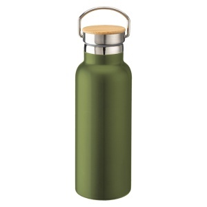 Termos termoizolant din oțel inoxidabil cu pereți dubli și capac din bambus (500 ml) - Img 2