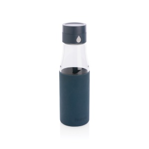 XD™ Ukiyo glass hydration tracking bottle with sleeve