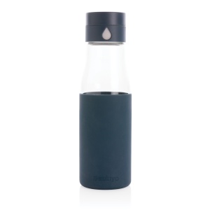 XD™ Ukiyo glass hydration tracking bottle with sleeve