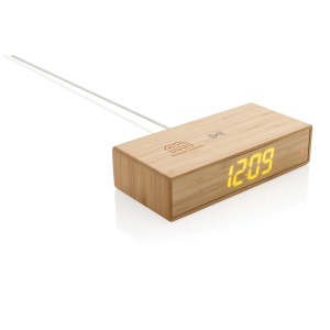 XD Bamboo alarm clock with 5W wireless charger