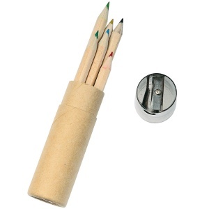 6 wooden colouring pencils with hexagonal cross-sections in a cylindrical cardboard tube - Img 3