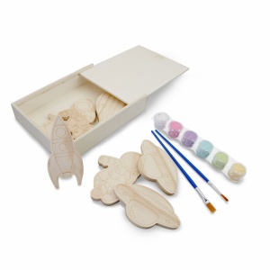 AX™ Set de blocuri din lemn pentru pictat, vopsele și 2 pensule | Priya
