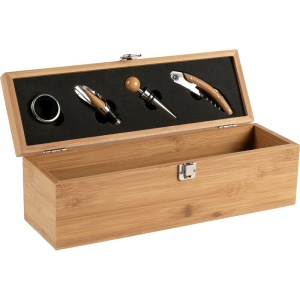 AX Set de vin din bambus, 4 buc., cutie de vin