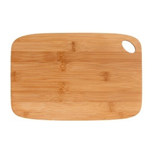 Bamboo kitchen cutting board with rounded corners and hanging hole. - Img 2
