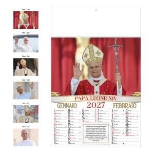 Calendar de perete 2027, format lunar, 6 coli ilustrate din hârtie cretată de 130 g/m2