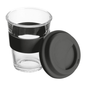 Easy™ Cană din sticlă cu manșon și capac din silicon.