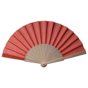 Fan made of polycotton fabric (cotton + polyester) with wooden handle 23 cm long - Img 4