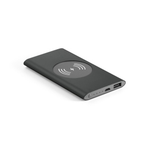 hi!™ CASSINI Power bank 4.000 mAh cu încărcător wireless de 5W din aluminiu reciclat (100% rAL)