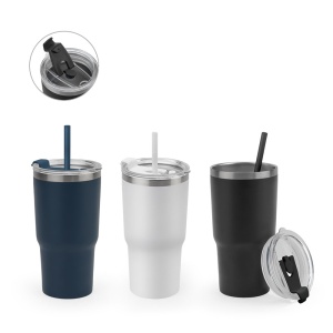 hi!™ JOYNER M. Pahar de călătorie compact din oțel inoxidabil (91% reciclat) cu perete dublu izolat în vid și finisaj mat 600 ml - Img 4