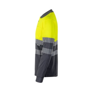 hi!™ VL PLUTO Tricou polo piqué bicolor (150g/m²) cu mâneci lungi, din bumbac (55%) și poliester (45%)
