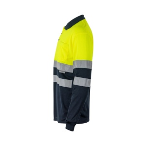 hi!™ VL VULCAN Tricou polo bicolor cu ochi de pasăre (160g/m²) cu mâneci lungi, din poliester (100%)
