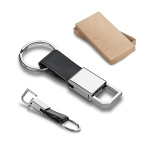 HI BOURCHIER. Metal and PU keyring with hook