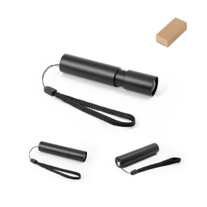 HI BRUCE. Rechargeable flashlight made from recycled aluminum (100% rAL) with 30 mm extendable tip