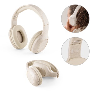 HI FEYNMAN. Foldable wireless headphones with 4-hour battery life in wheat straw and ABS