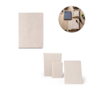HI ORGANIC SEMI-RIGID. A5 notepad with semi-rigid cover made from organic elephant matter (80%)